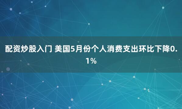 配资炒股入门 美国5月份个人消费支出环比下降0.1%
