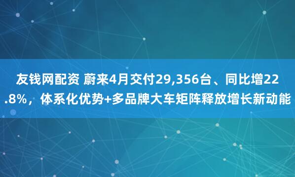 友钱网配资 蔚来4月交付29,356台、同比增22.8%，体系化优势+多品牌大车矩阵释放增长新动能